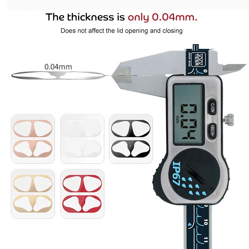 Тонкая пленка Пылезащитная Наклейка металлическая защита от пыли для Airpods 2 Беспроводная