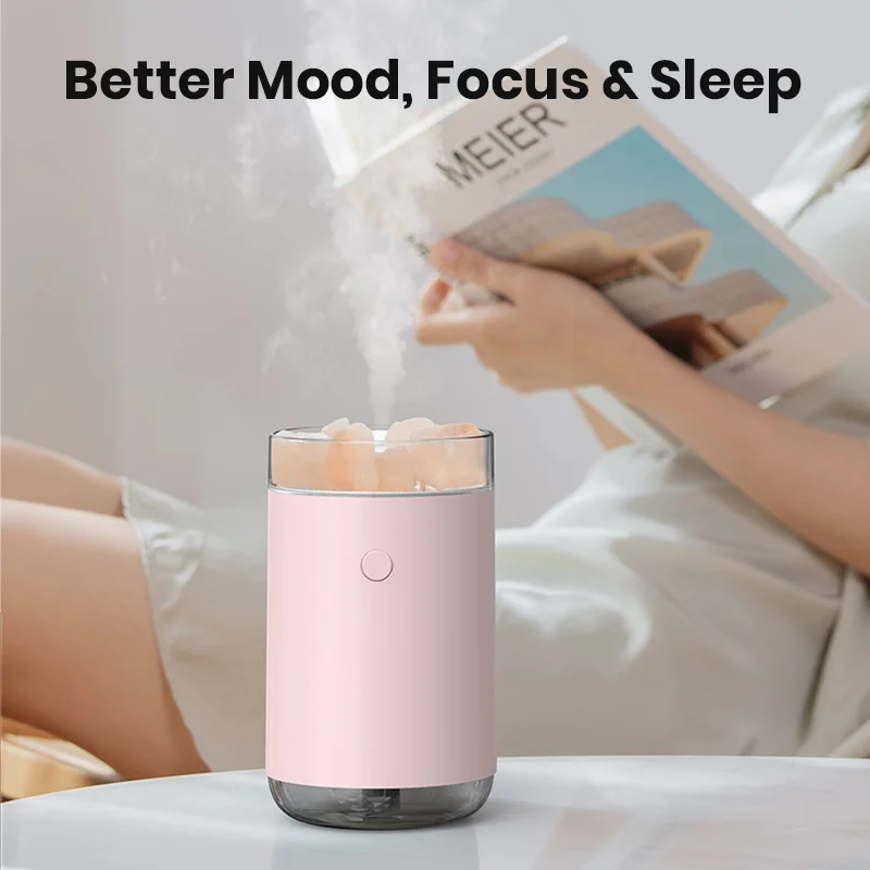 260ML Portable CarCrystal Salt Stone Aromatherapy Diffuser Air Humidifier USB Diffuset Mine Mist Maker With Coloful Night Light