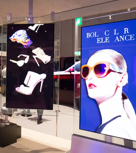 OLED 55 Dual Sided Wallpaper OLED Hanging Digital Signage Display in Tempered Glass