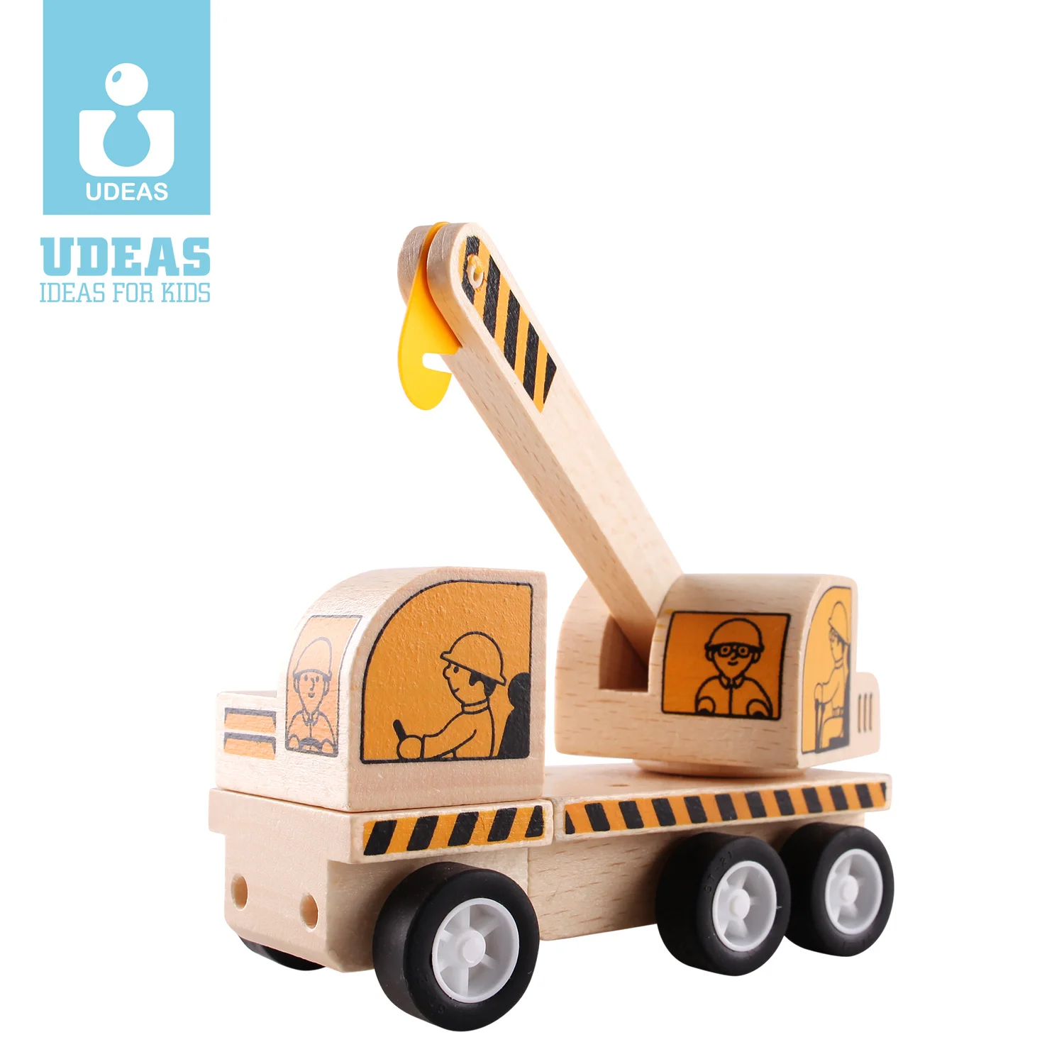 Quality Educational Wooden Toy Assemble Engineering Construction Vehicle Truck Model Car Pull Back Toys For Kids
