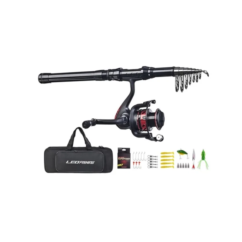 Hot sale New Arrival Carbon Fiber Telescopic Fishing Rod Combo With Spinning Reel Line Bait Kit Hooks And Carrier Bag