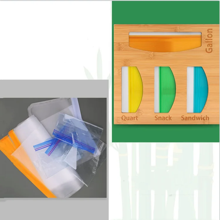 High quality  laser engraved letters hand fine polished durable bamboo ziplock bag storage organizer