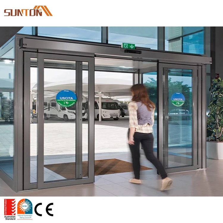 China manufacturer price automatic motorized doors design custom modern exterior electric auto sensor sliding glass door system
