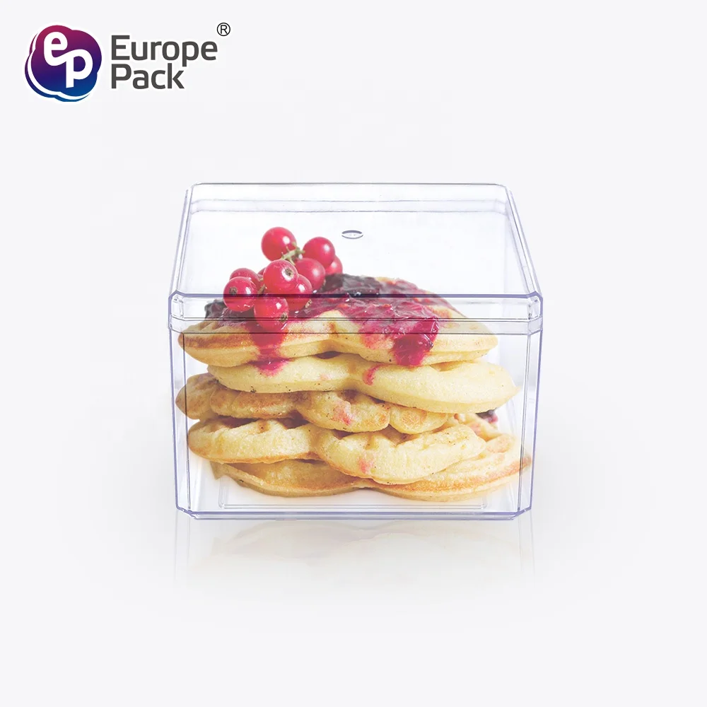 Custom ps hard  transparent plastic wedding party candy cookie tiramisu cake packaging container