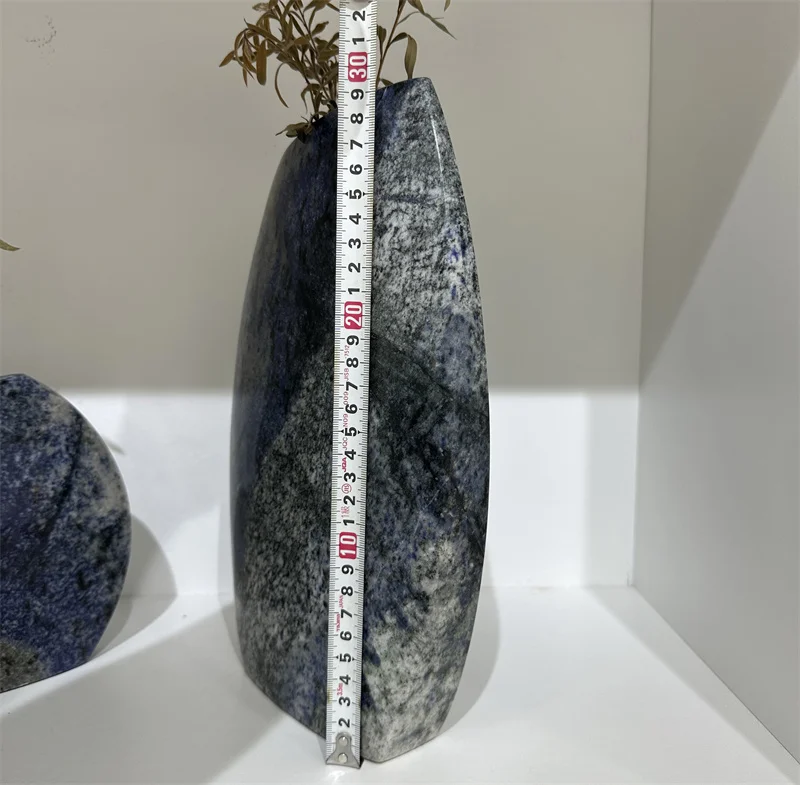 Unique Blue Natural Stone Party Wedding Vase Azul Bahia Granite Flower Vases For Luxury Room Decoration