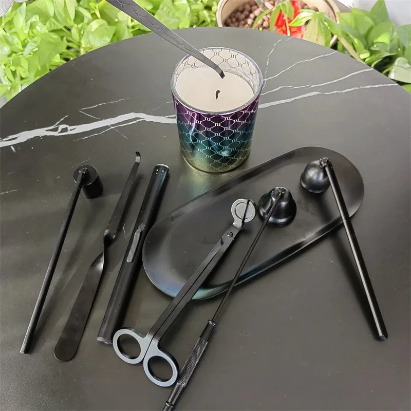 Customized Engraved Candle Accessories Tool Wick Dipper Lighter Candle Snuffer Black Rose Gold Wholesale Candle Wick Trimmer Set