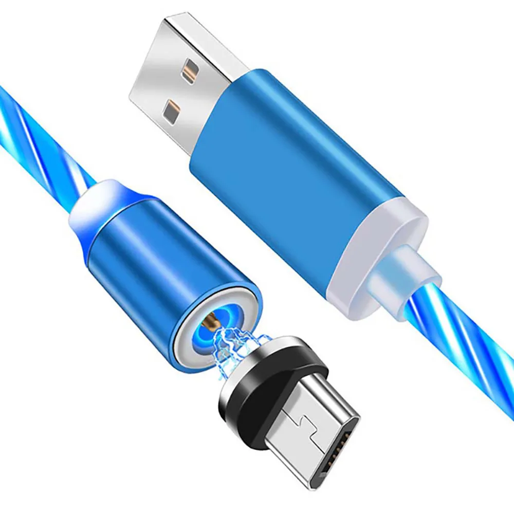 
Promotional 3 in 1 LED Glow Flowing Magnetic Fast Charging USB Charger Cable 