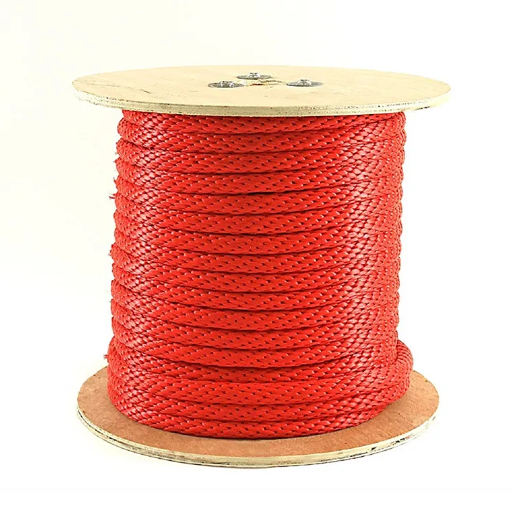 In red color and solid braided structure nautical rope made of polypropylene  can be used as marine supplies or mooring rope