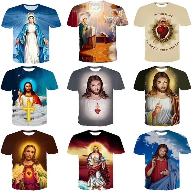 Free Shipping Love Heart Christian Faith T-Shirt Short Sleeve Custom Jesus Christ Graphic Tee Shirt Clothes