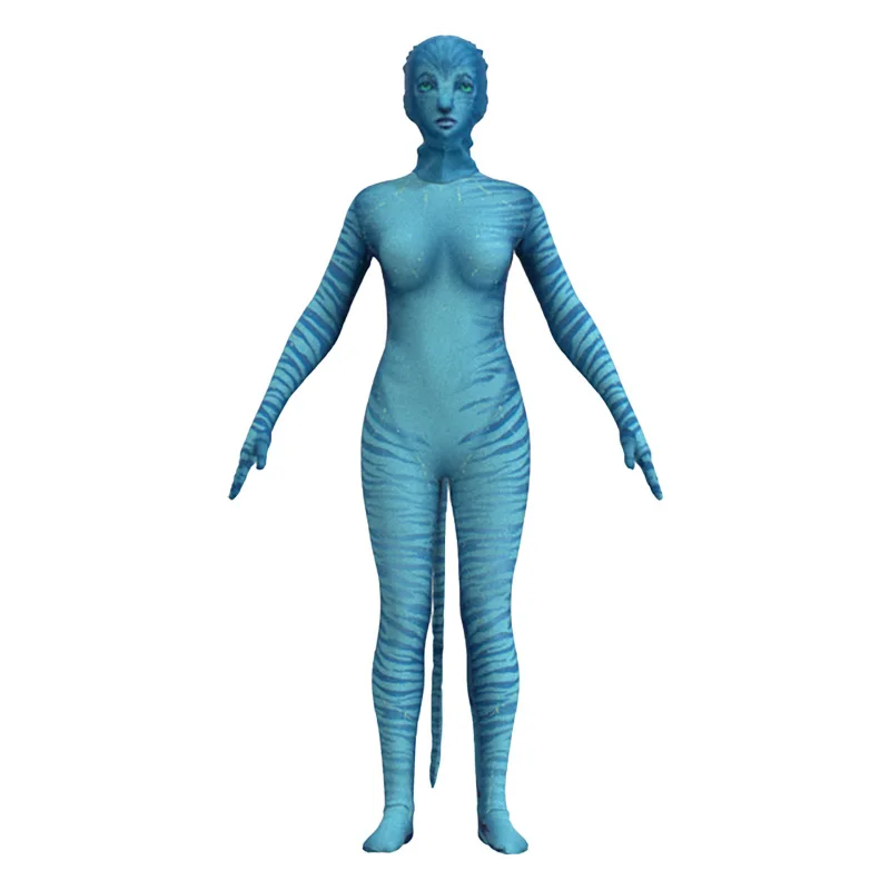 Avatar 2 Costume for Kids Adults, The Way of Water Outfit Bodysuit with Tail Girls Women for Halloween Festival Party