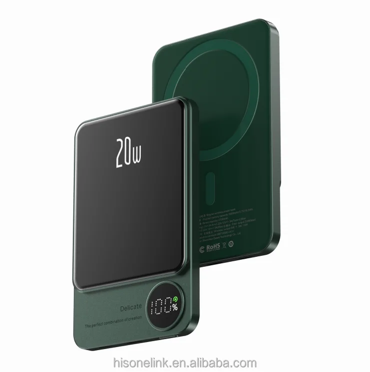 Q9 Hot Selling magnetic power bank 10000mAh Metal Power Bank with digital display support OEM