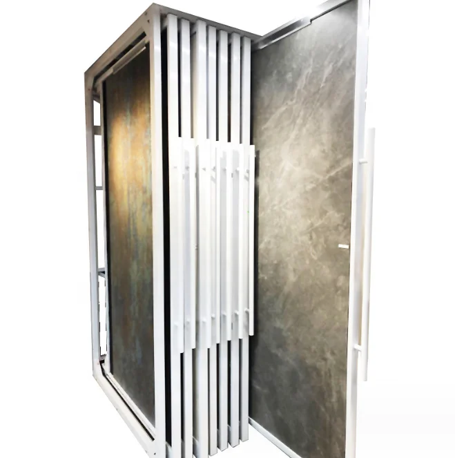 Exhibition Hall Push Pull Flooringquartz Display Rack Sliding Marble Granite Stone Ceramic Tile Display Stand