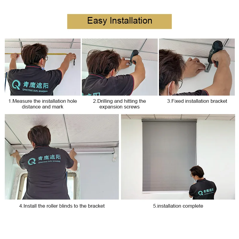 QINGYING custom make remote control window black out roller blinds