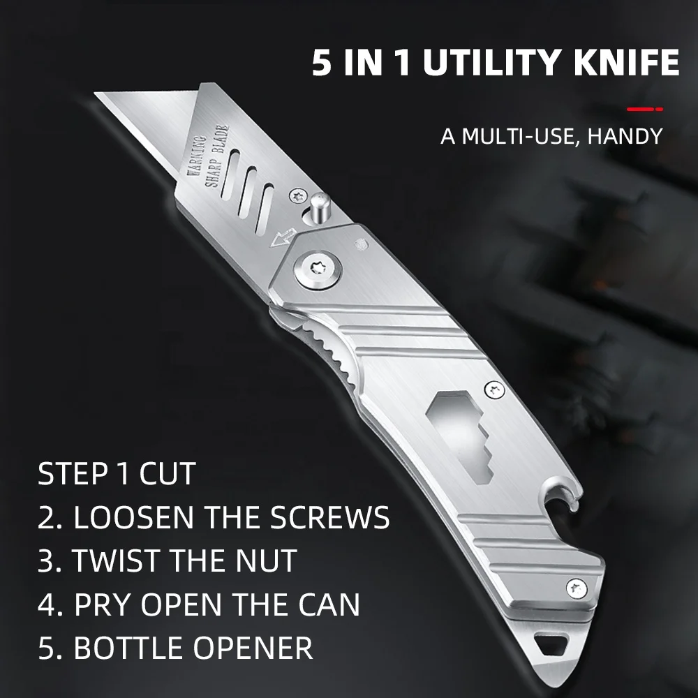 Stainless steel folding knife Heavy duty thickened leather knife Special leather cutting knife