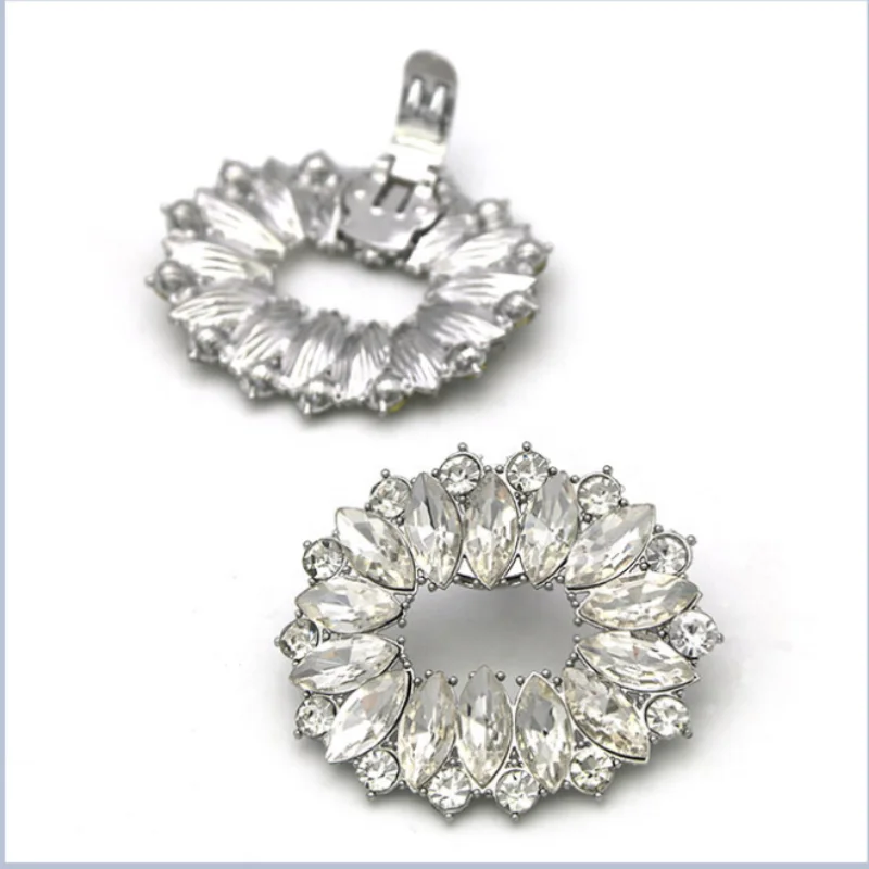 High Grade Alloy With Bling Crystal Glass And Diamond Oval Shoe Clips Trims