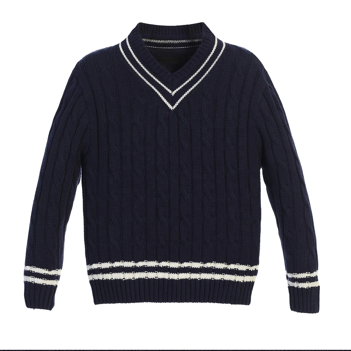 
100% Organic Cotton Pullovers Uniform V Neck Kids Knitted Sweaters 