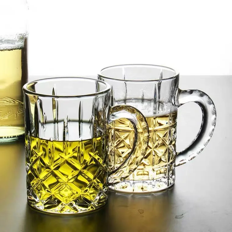 European-style Household Heat-resistant Crystal Glass Transparent Patterned Beer Cup Large Raw Cup Tea Drinking Water Drinking