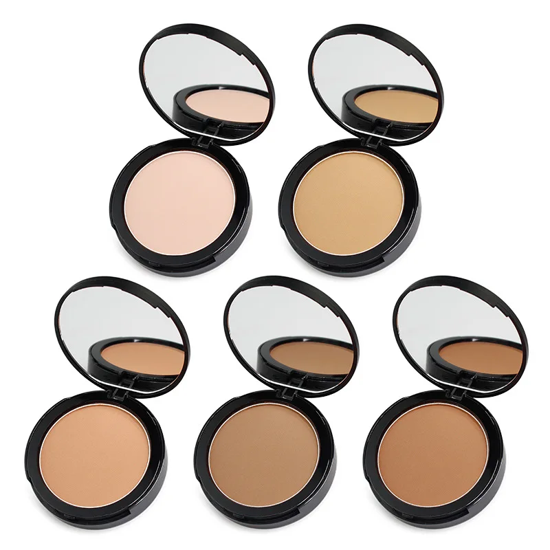New Arrival 5 Colors Face Makeup Cosmetics Waterproof Pressed Powder Compact Foundation With Private Label