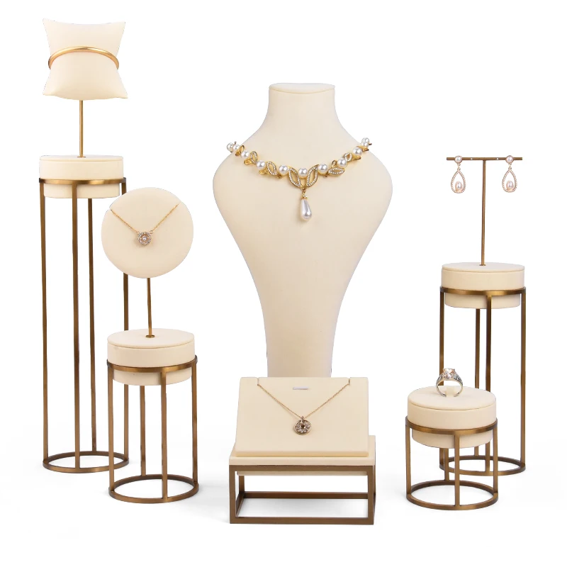 Jinsky Custom Logo Unique High -end White Super Fiber Metal Necklace Jewelry Packaging & Display Set Luxury