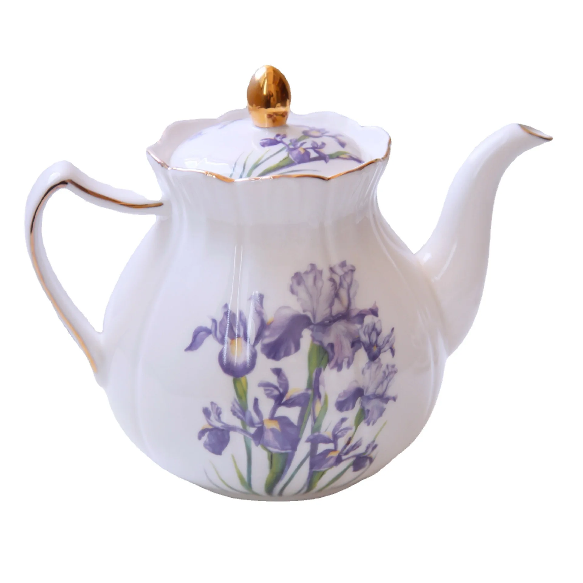 High End European Purple Iris Ceramic Teapot Coffee Cup And Saucer Kit Light Luxury Bone China Tea Cup Gift Sets