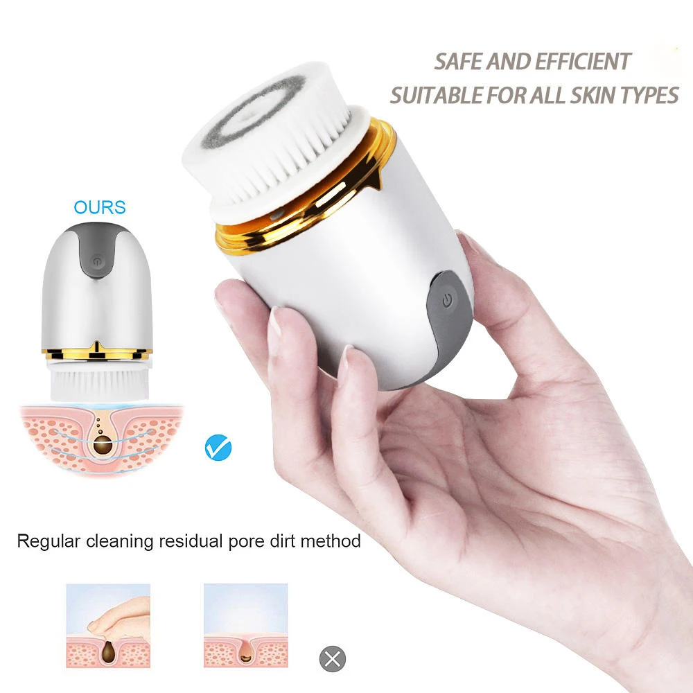 Home use 3 in 1 Rechargeable Different Replace Cleaning Heads Exfolianting Face Cleaning Brush Electric