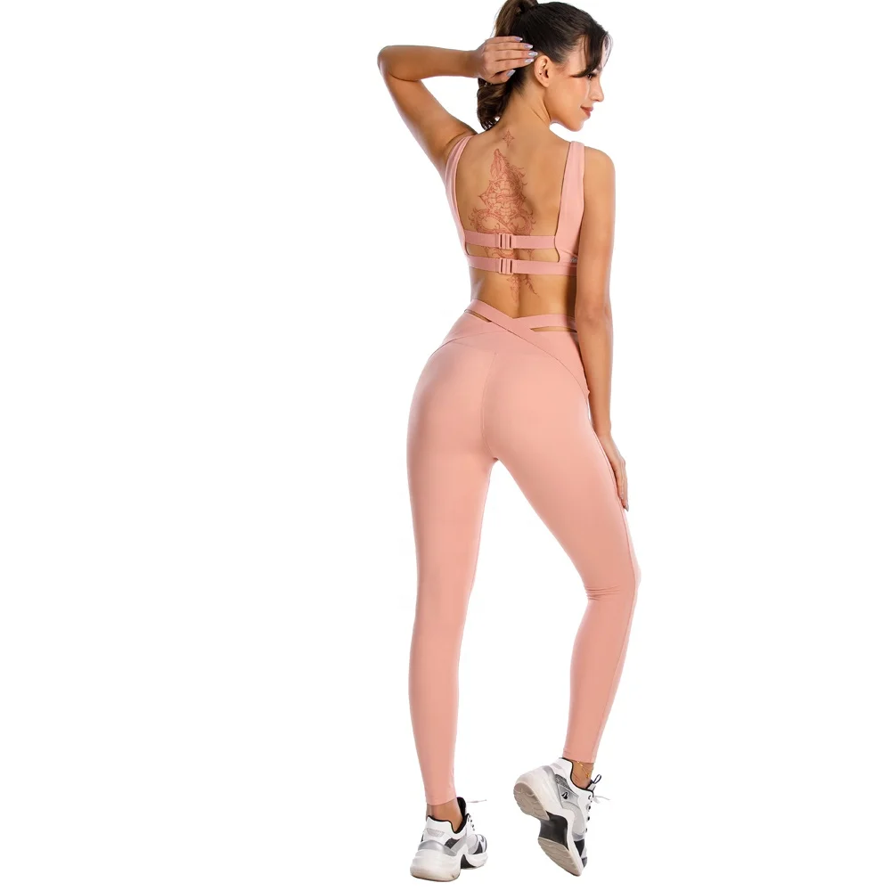 Workout Clothing Backless Sports Bra High Waist Leggings Two Piece Workout Set Yoga Set Fitness Women