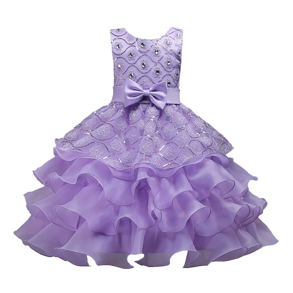 Elegant Blue Fluffy Ball Gown Shiny Flower Girl Wedding Prom Dress for Children Aged 12 Years Younger Birthday Evening Occasions
