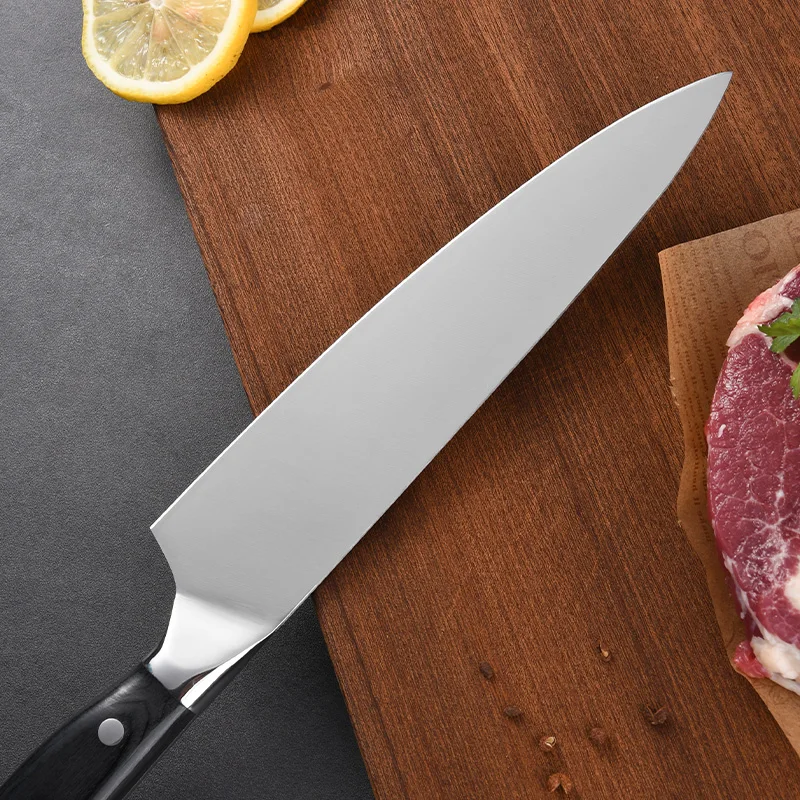 Amazon Hot 6PCS Full Tang Sharp 5CR15MOV Kitchen Chinese Cleaver Knife Set Scissor with wooden knife holder in stock