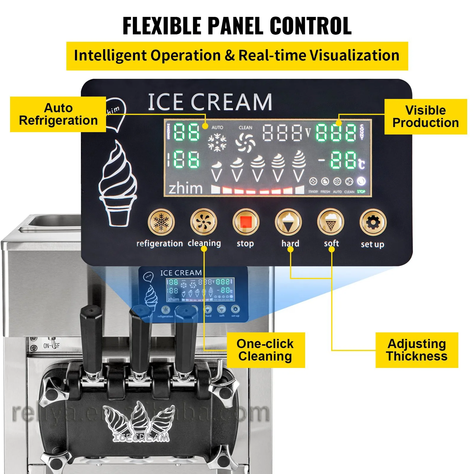 Commercial 2+1 Flavor ice-cream making machine Soft Serve Ice Cream Machine for Restaurants Snack Bars