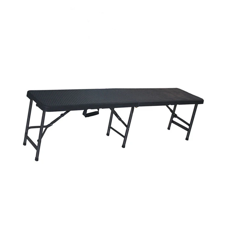 Plastic Black Folding Bench Outdoor Garden Foldable Camping Rattan Bench