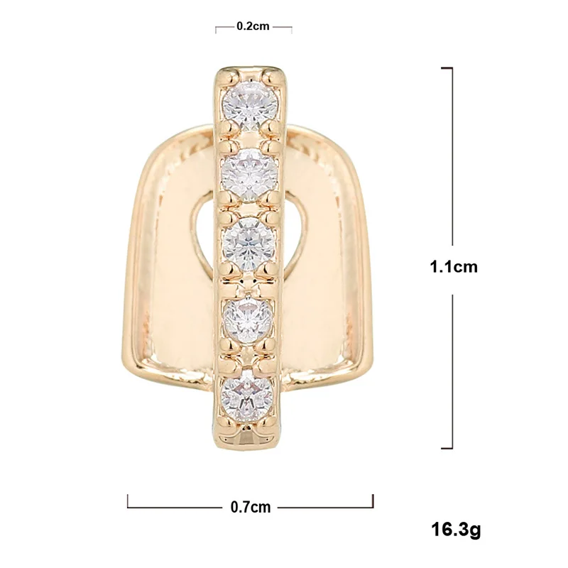 Gold Plated Hip Hop cz Stones Single Cap Grills Teeth Diamond Grillz for Men Women