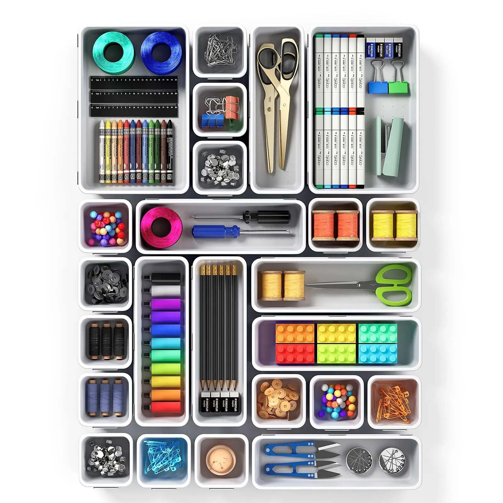 NISEVEN 24pcs/Set Small Parts Plastic Storage Box Rolling Storage Cart Drawer Organizer Art Bin Things & Crafts Storage Box Set