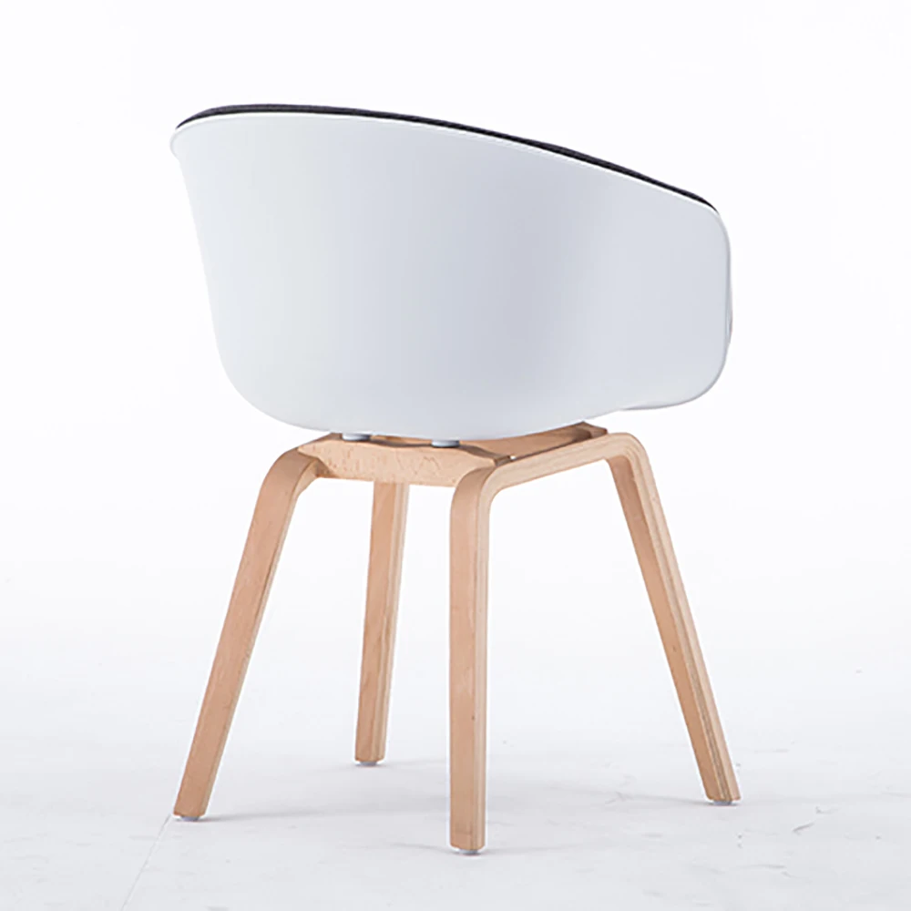 Scandinavian Furniture Basin Shape Pastoral Dining With Wood Leg Armrest Transparent Plastic High Chairs Modern Plastic Chair