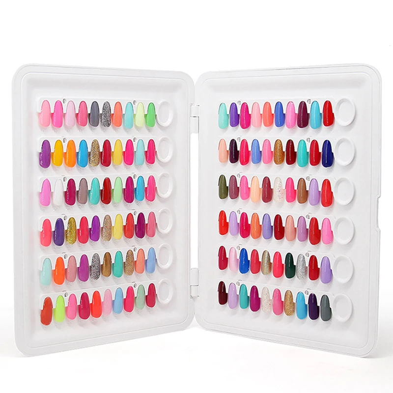 custom logo 120 grids nail tips swatch practice acrylic false nail gel polish color chart display book
