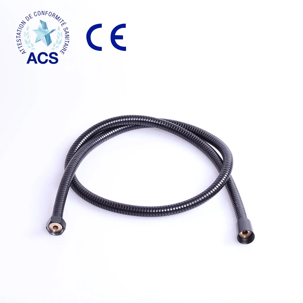 
2.5 inch flexible pvc shower hose black anti-twist stainless steel shower hose with brass nut 