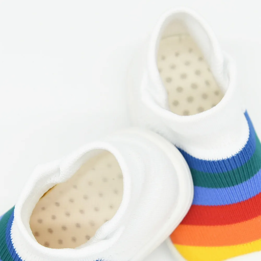 Детская обувь, вязаные кроссовки в полоску, повседневная детская обувь для мальчиков и девочек