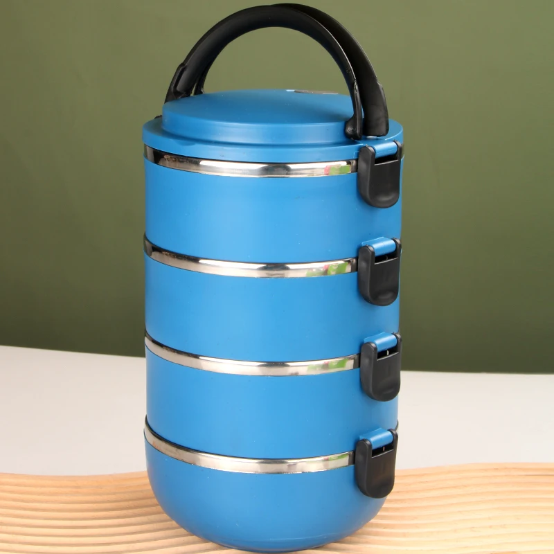 Hongyuan Hot Sale Portable Round Multi-layer Lunch Box With Handle Custom Carrier Bento Lunch Box