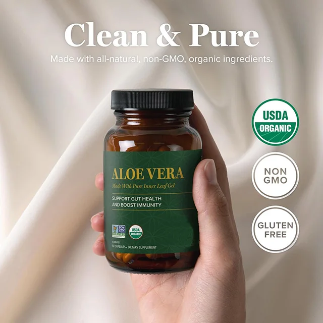 Aloe Vera Bio-Active Organic Leaf Supplement 200x Concentrate with Highest Acemannan  Aloin-Free Gut Health & Immune Support