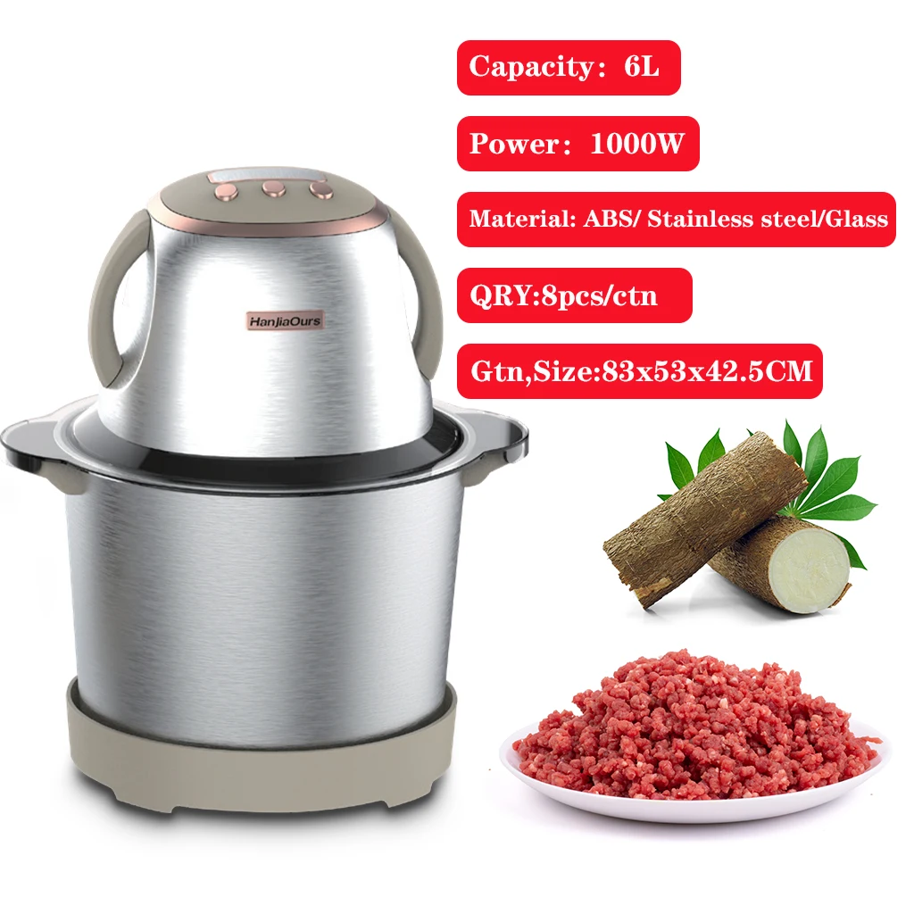 High Quality 6L/10L/115L Electric Meat Grinder Stainless Steel Household Fufu Pounder and Yam Chopper Machine