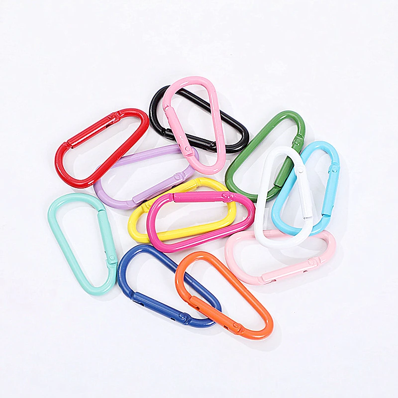 Aluminum D hooks for bag metal keychain with O rings bag accessories metal chain