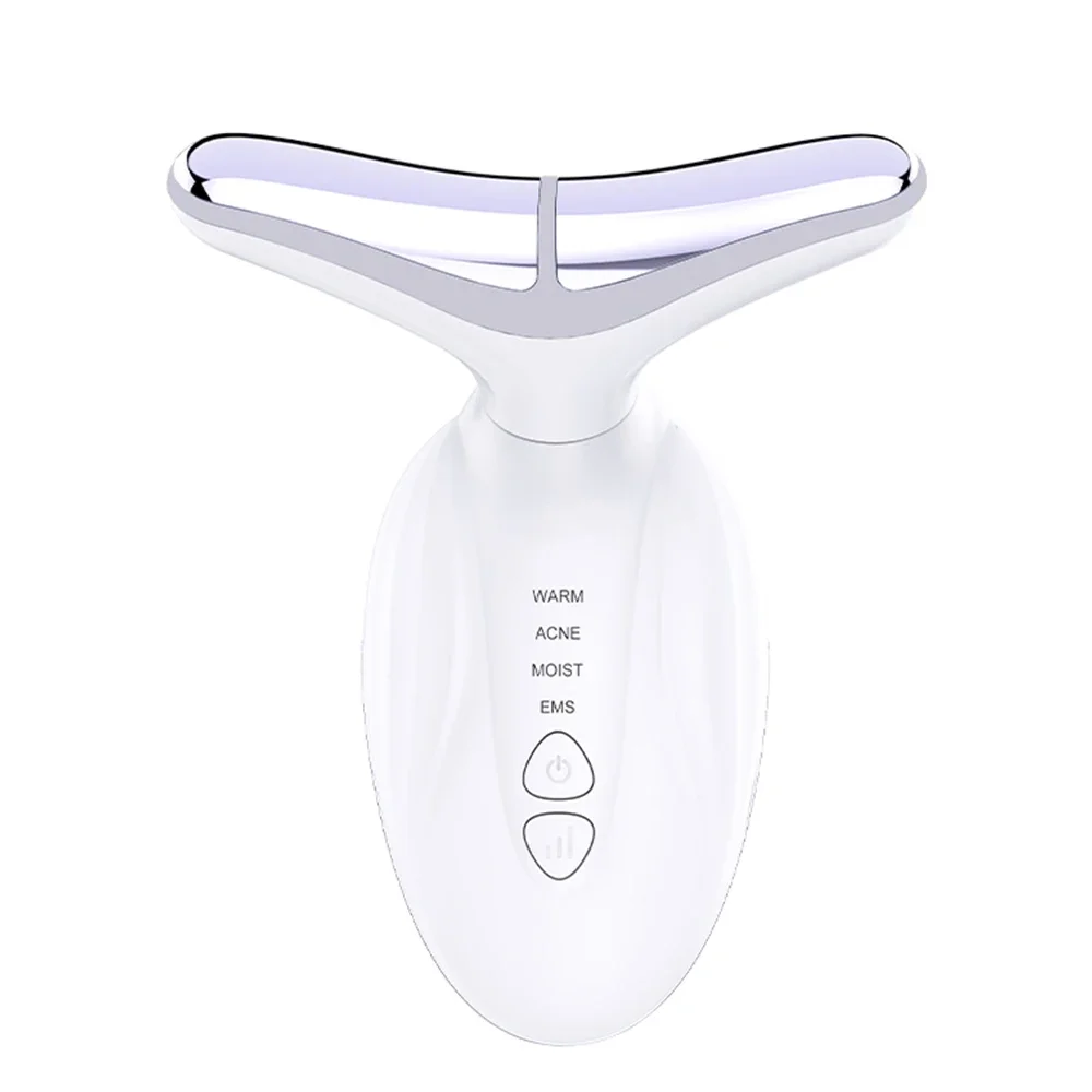 Micro-Current Neck Face Lifting Massager Hot Compress Double Chin Reducer LED Photon Skin Rejuvenation Neck Beauty Device