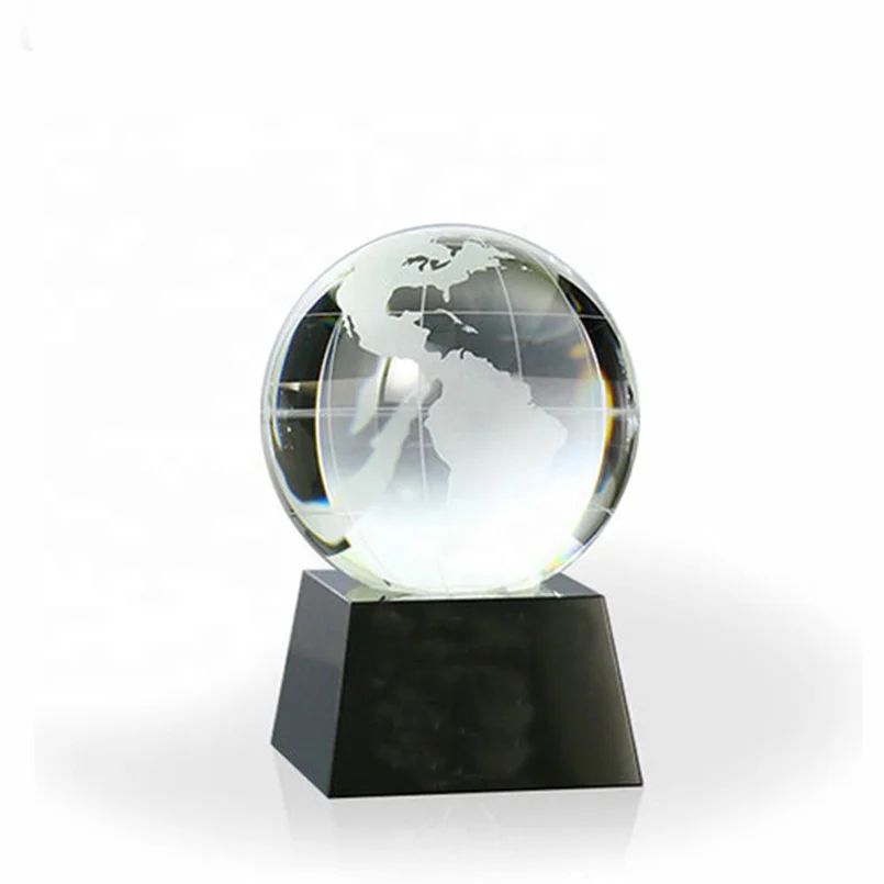 Office Decorative Souvenir Business Gifts Crystal Globe Ball World Paperweight for Desk Top Decoration