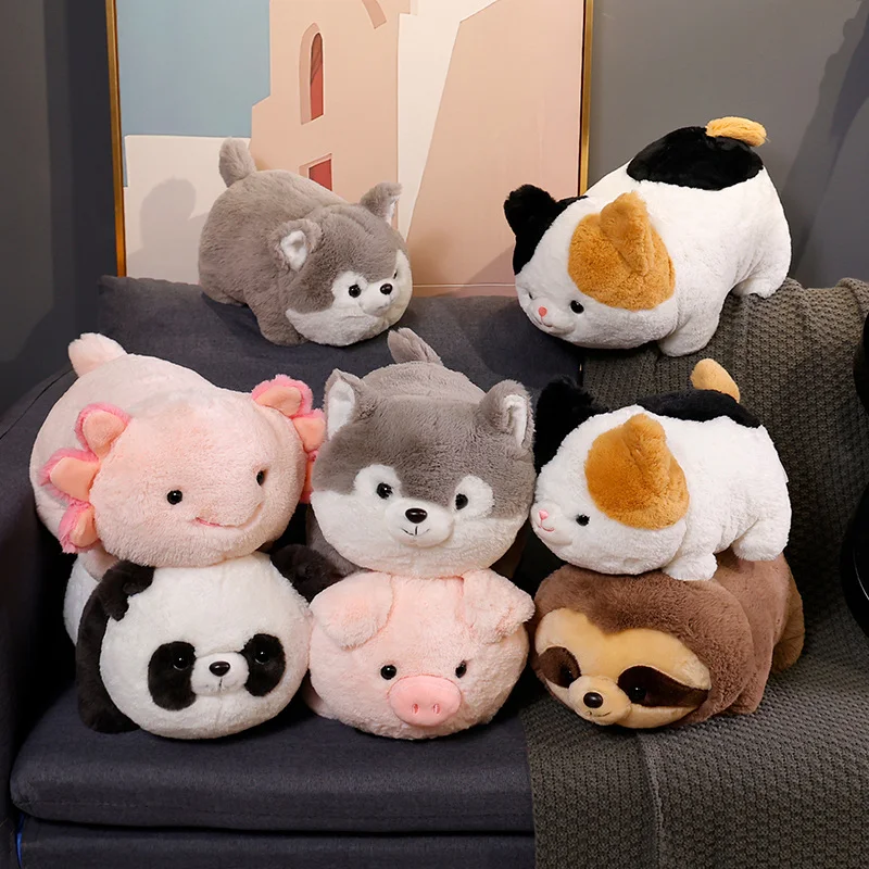 Creative super soft fat plush fat cat stuffed toys cute axolotl plush toy pillow adorable stuffed sloth panda plush fat pig toy
