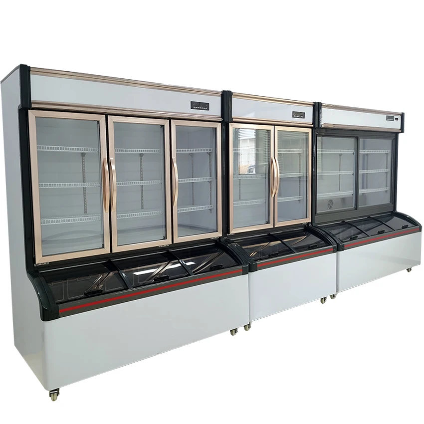 Freezer Glass Showcase convenience store two temperature cabinet Supermarket Food Beverage frozen Food Meat Freezer