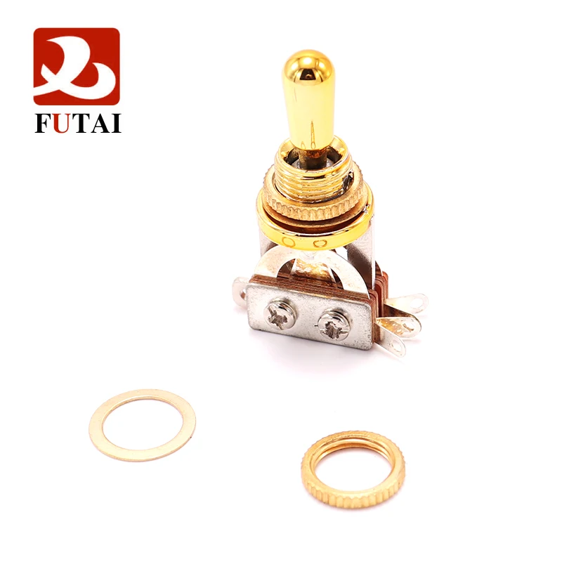 Metal Knob 3 Way Electric Guitar Pickup Toggle Switch Selector Toggle Switch with Metal Tip Knob Gold