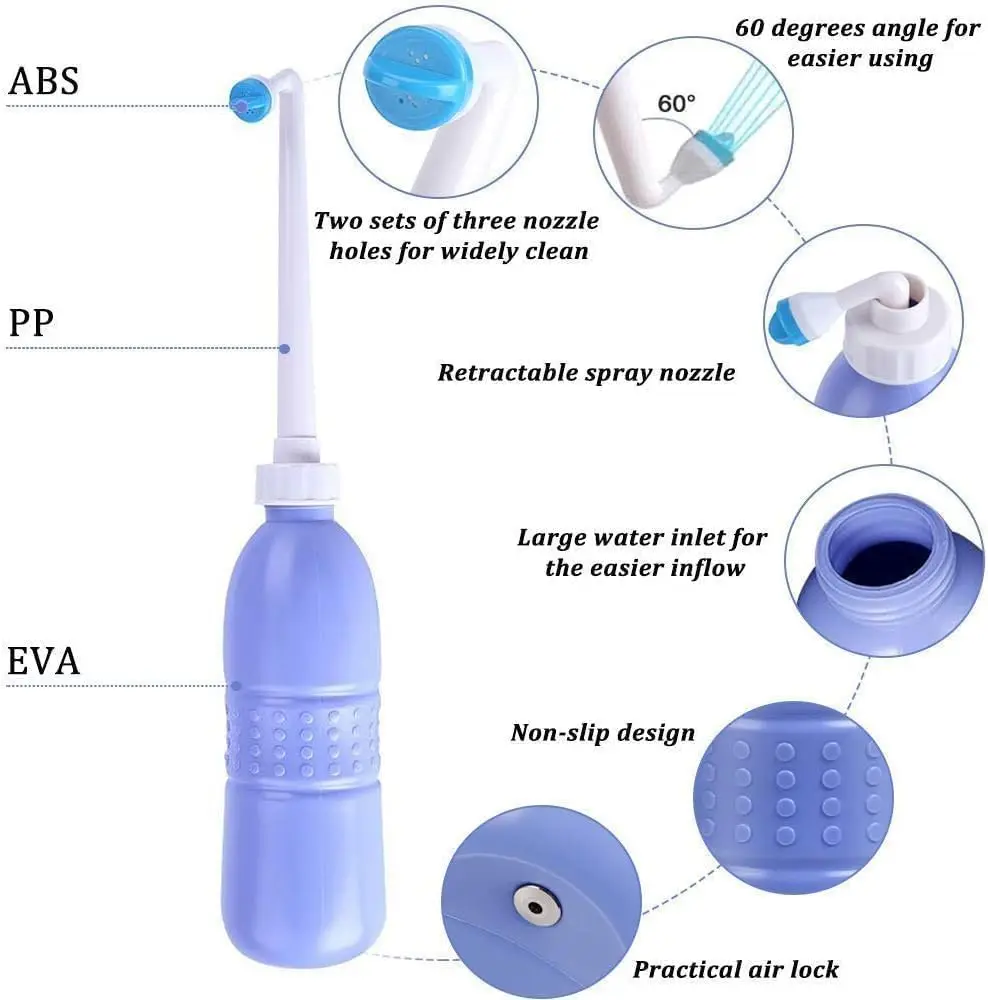 Portable bidet High Quality 650 ml Large Portable shattaf Bidet Bottle Handheld Travel Toilet shataf Hand Spray Seat