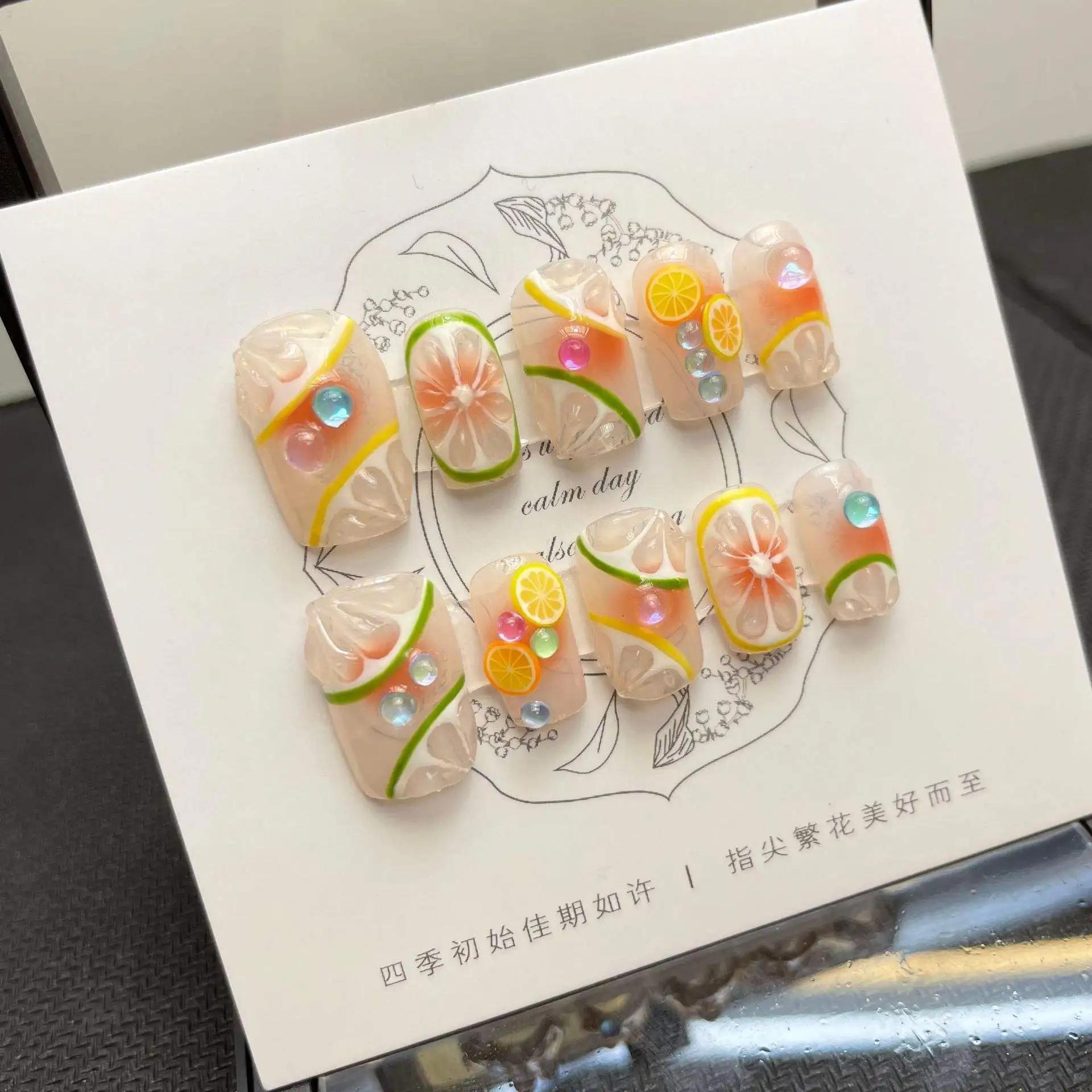 3D acrylic press on nails handmade wholesale customized press on nails square press on nails