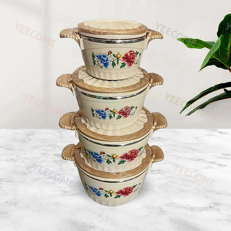 YJM2837 Capacity 1+2+4+6L New Arrival food warmer set 4pcs hot pot sets food warmer Surface printing food warmer container
