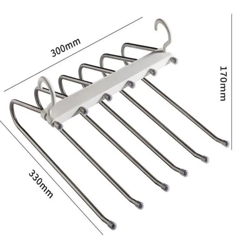 Folding Clothes Hanger Pants Rack 6 Layers Wardrobe Closet Storage Shelf Adjustable multi-function Trouser Hangers