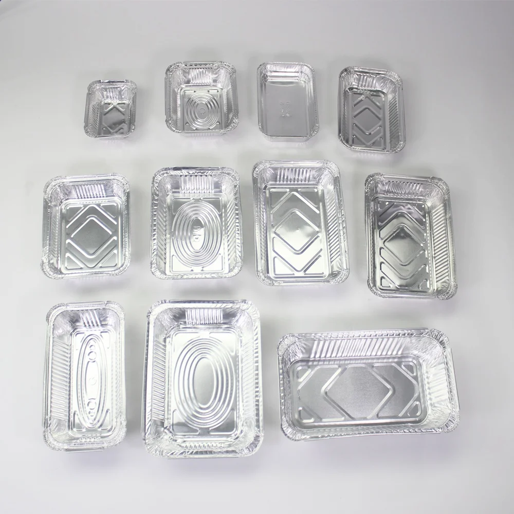 Hot sale of disposable non-washable tin foil containers takeaway food boxes custom heavy aluminum foil trays